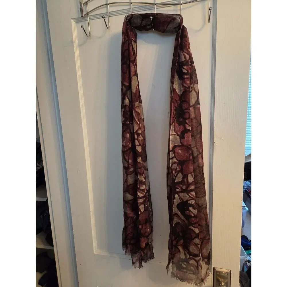 Women's Floral Pattern Burgundy Scarf